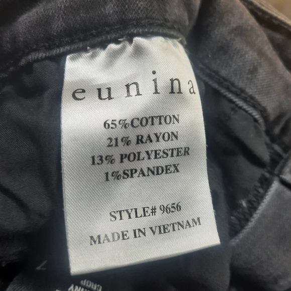 Eunina Clara Distressed High Rise Skinny Crop Jeans Womens Black Pants Size 7 - Picture 7 of 8